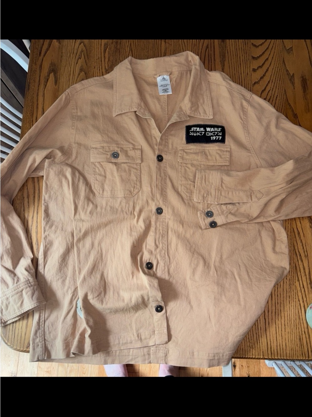 Disney Star Wars Shirt Jacket Mens L Alliance Starbird Millennium Falcon Patch